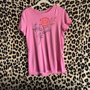 Y2K Pink Lucky Brand Graphic Tee